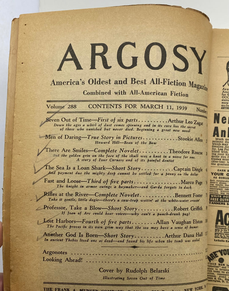 Argosy All Story Weekly March 11 1939 Pulp 7 Out of Time Arthur Leo Zagat   - TvMovieCards.com