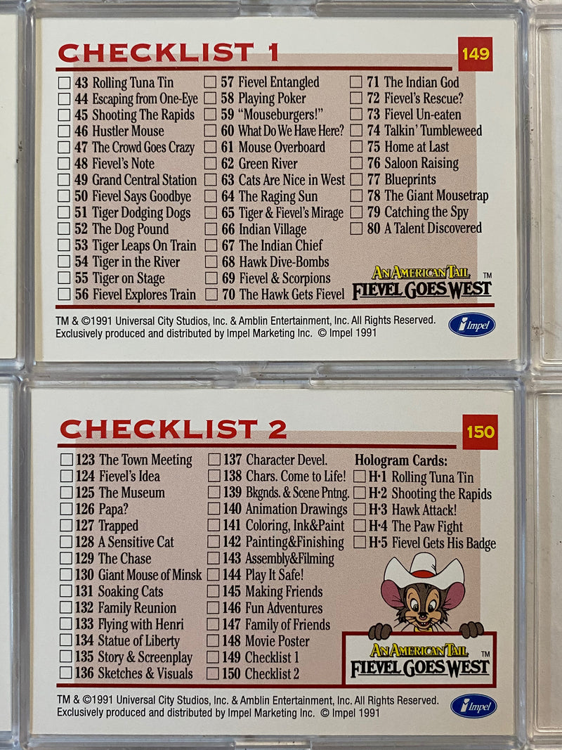 American Tale Fievel Goes West Movie Base Card Set 150 Cards Impel 1991 - TvMovieCards.com