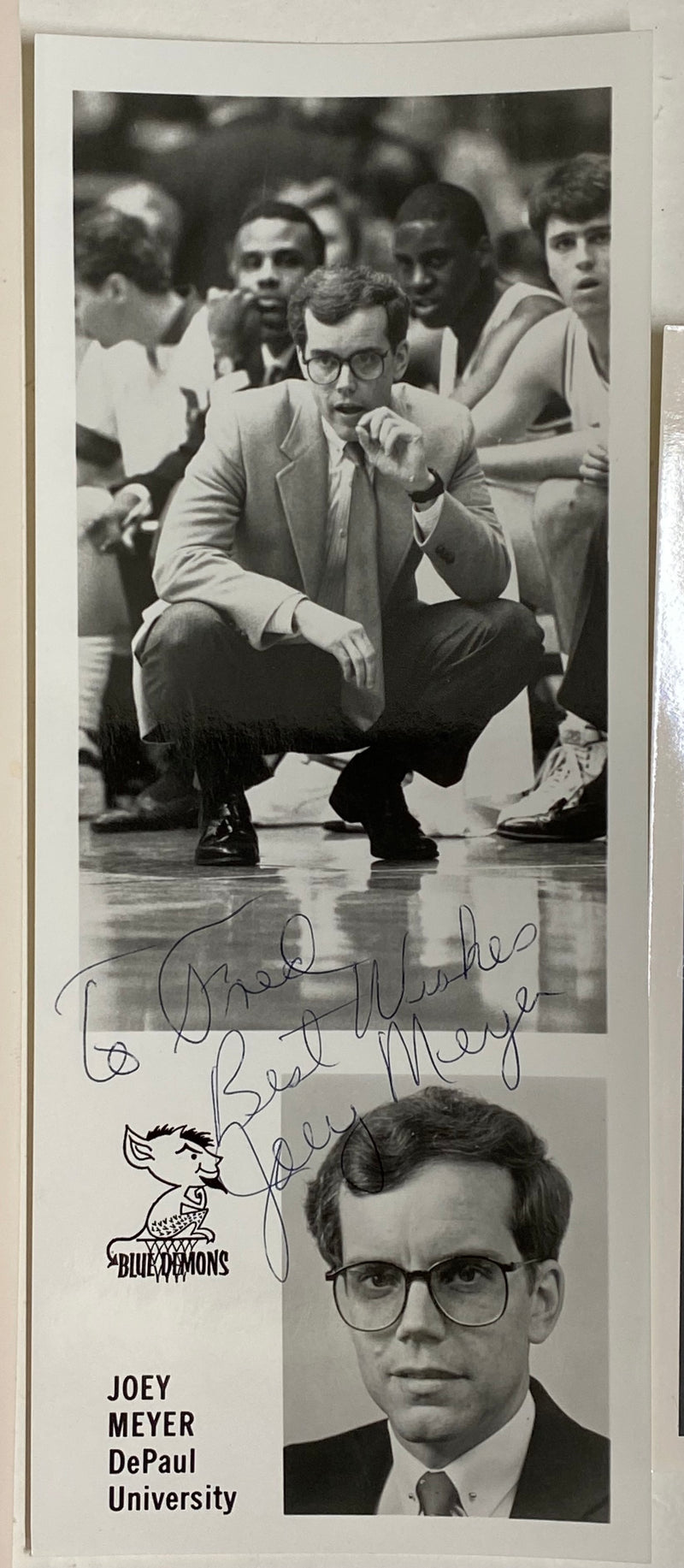 Joey Meyer DePaul University Head Basketball Coach Autograph Photo Collection   - TvMovieCards.com