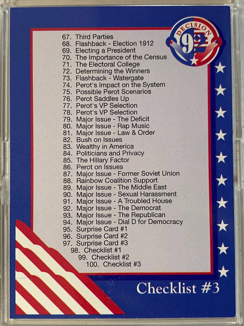 Decision '92 Base Card Set 100 Cards AAA Sports 1992   - TvMovieCards.com