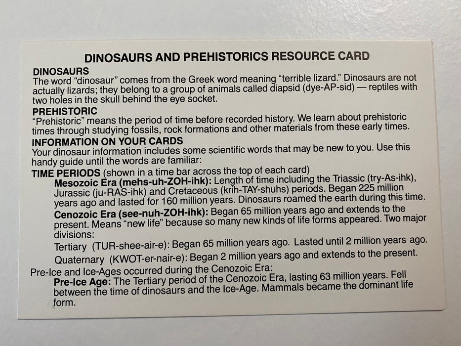 Dinosaurs & Prehistorics Fun-To-Know Boxed Card Set 27 Flashcards Trend Ent.   - TvMovieCards.com