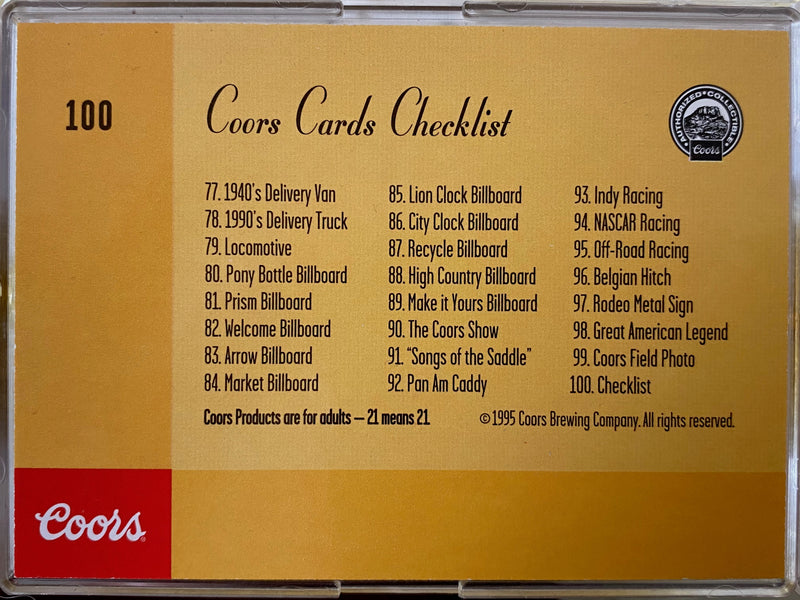 Coors Beer Base Card Set 100 Cards Coors Brewing Co. 1995   - TvMovieCards.com