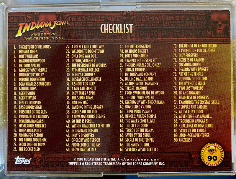 Indiana Jones Kingdom of the Crystal Skull Base Card Set 90 Cards Topps 2008   - TvMovieCards.com
