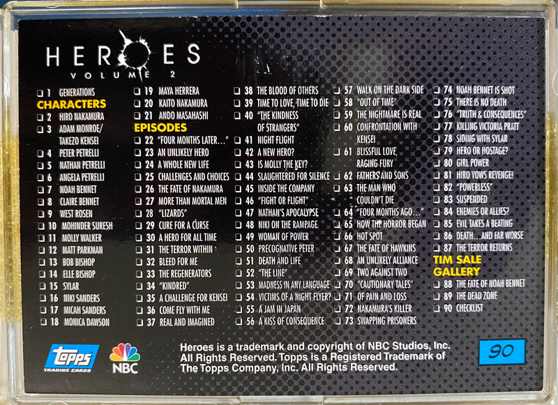 Heroes Volume 2 Base Card Set 90 Cards Topps 2008   - TvMovieCards.com
