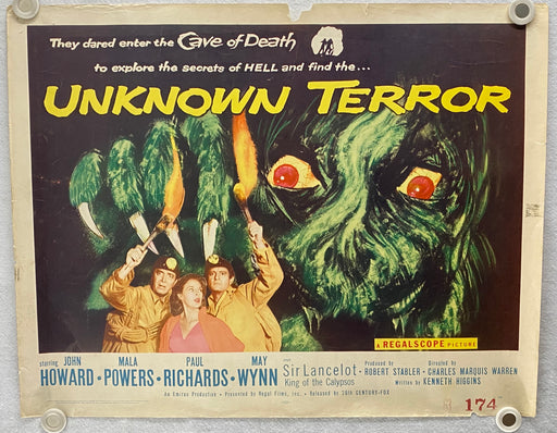 1957 The Unknown Terror Original Half Sheet Movie Poster 22x28 John Howard   - TvMovieCards.com