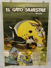 1974 Sylvester the Cat "El Gato Silvestre" Movie Poster 27 x 41 Spanish   - TvMovieCards.com