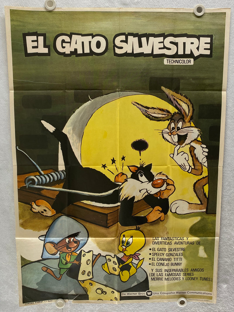 1974 Sylvester the Cat "El Gato Silvestre" Movie Poster 27 x 41 Spanish   - TvMovieCards.com