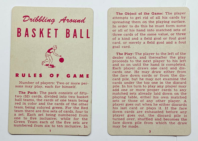 1950 Dribbling Around Basketball Card Game 54 Cards Hoosier Basketball Co   - TvMovieCards.com