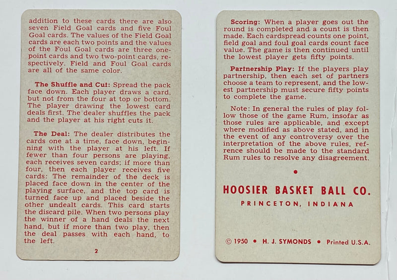 1950 Dribbling Around Basketball Card Game 54 Cards Hoosier Basketball Co   - TvMovieCards.com