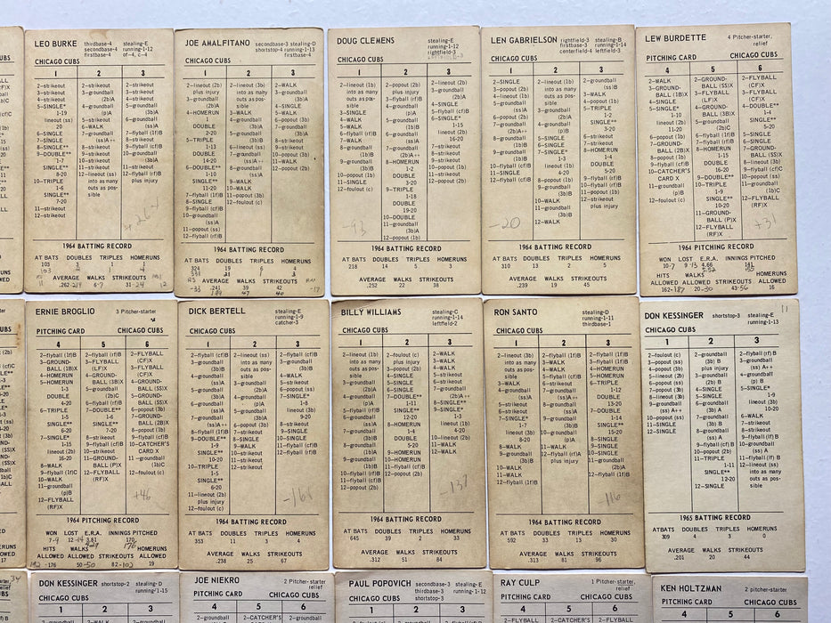 (62) Assorted 1964-1969 Strat-O-Matic Chicago Cubs Baseball Cards Ron Santos   - TvMovieCards.com