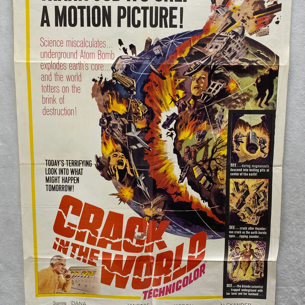 1965 Crack in the World Original 1SH Movie Poster 27 x 41 Dana