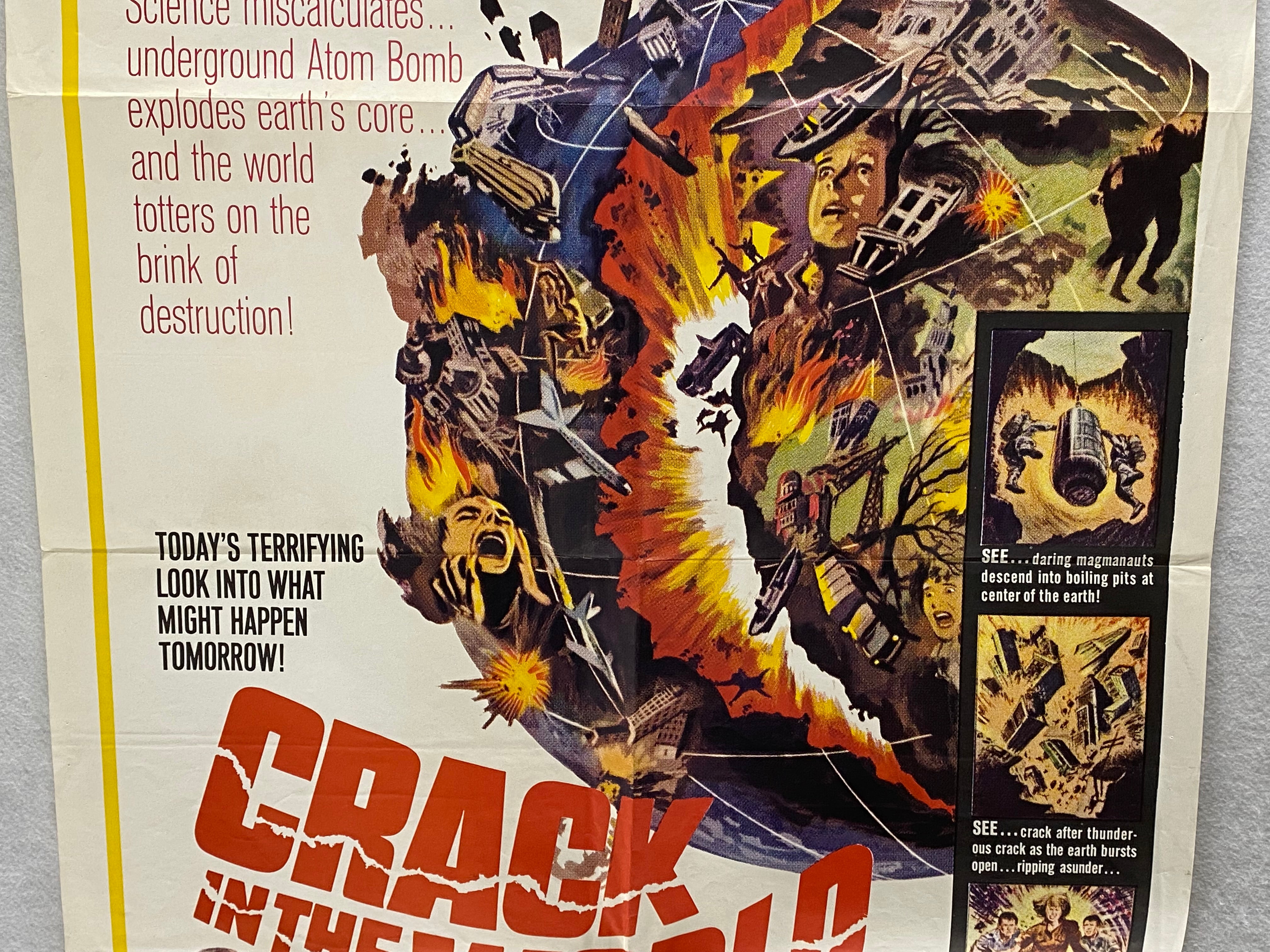 1965 Crack in the World Original 1SH Movie Poster 27 x 41 Dana