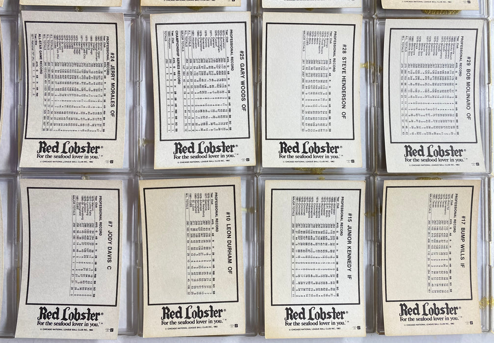 1982 Chicago Cubs Red Lobster Trading Card Partial Set of 26 VG/EX Ryne Sanberg   - TvMovieCards.com