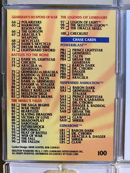 Skeleton Warriors Base Card Set 100 Cards Fleer Ultra 1995   - TvMovieCards.com