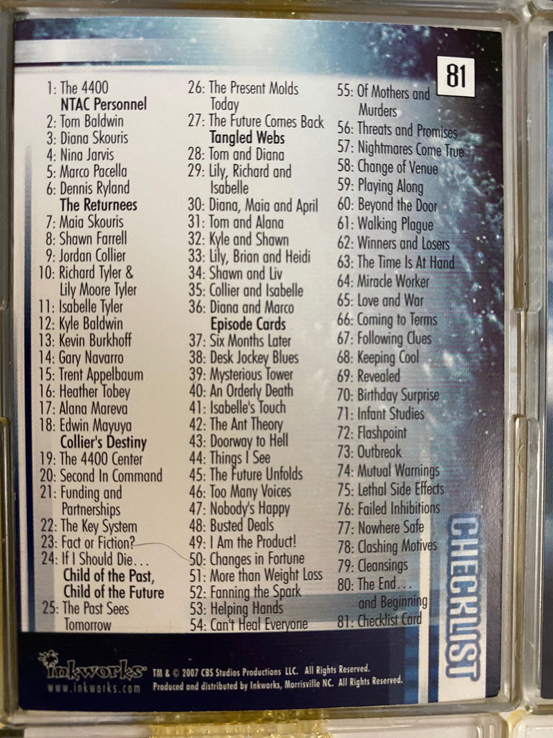 The 4400 Season Two 2 Base Card Set 81 Cards Inkworks 2007   - TvMovieCards.com