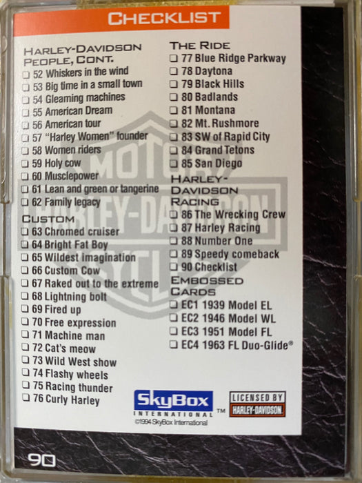 Harley Davidson 1994 Skybox Factory Card Set 90 Cards   - TvMovieCards.com