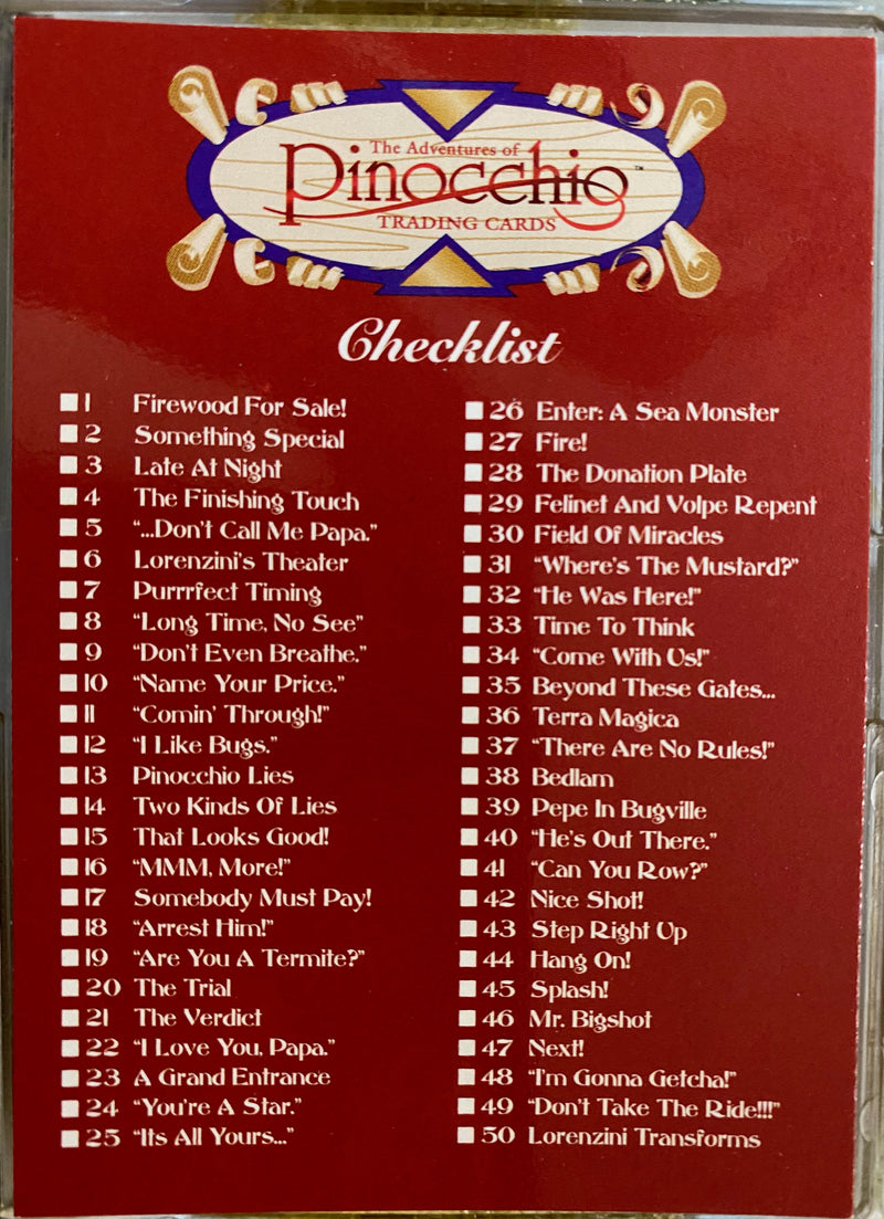 Pinocchio The Adventures of Pinocchio Movie Base Card Set 90 Cards Inkworks 1996   - TvMovieCards.com