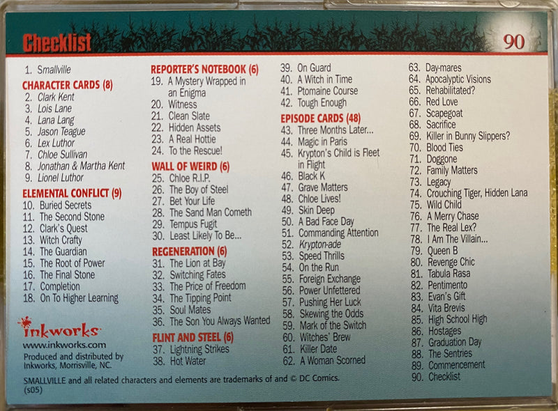 Smallville Season 4 Base Card Set 90 Cards Inkworks 2005   - TvMovieCards.com