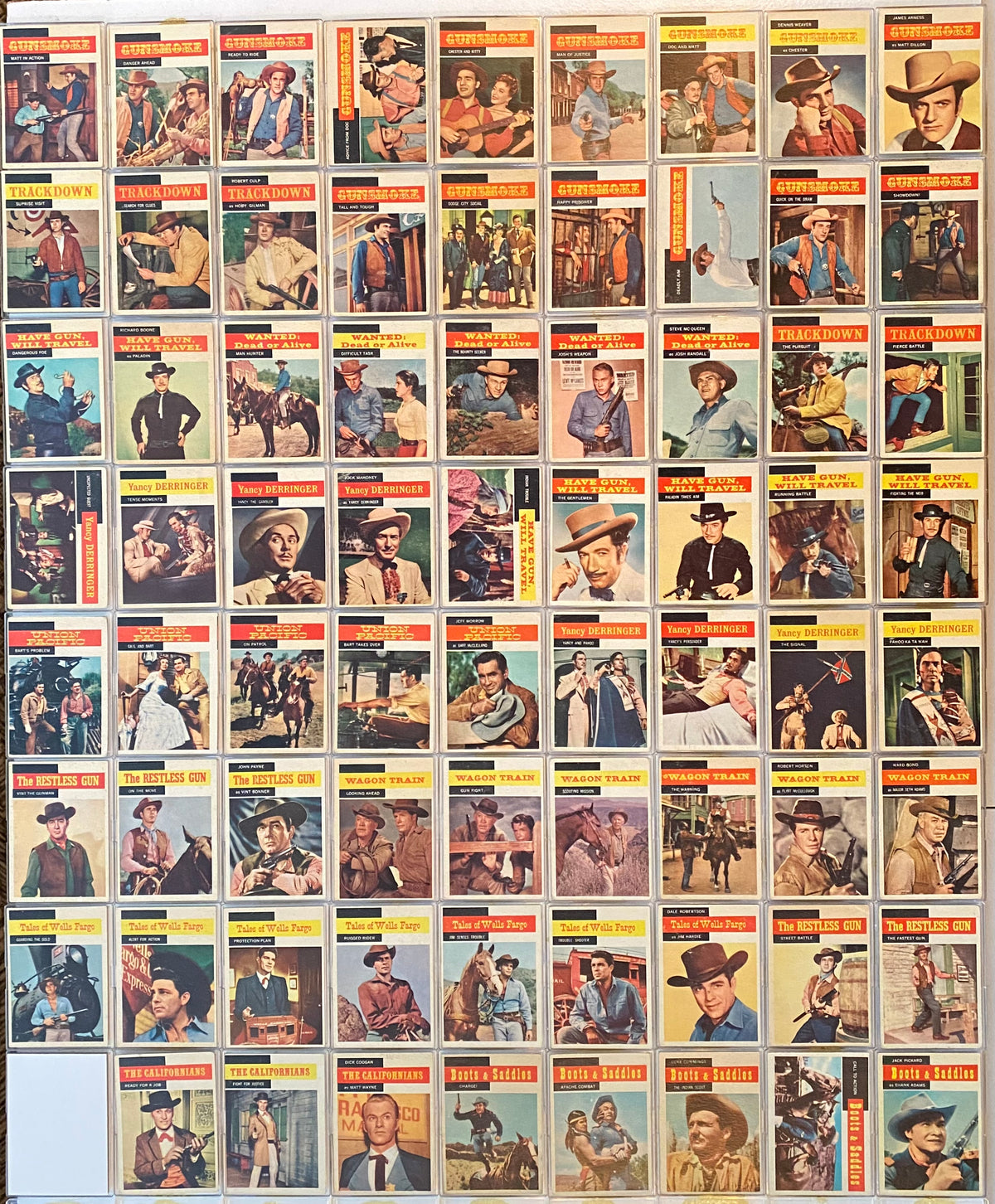 1958 TV Westerns Complete Vintage Trading Card Set (71) Topps