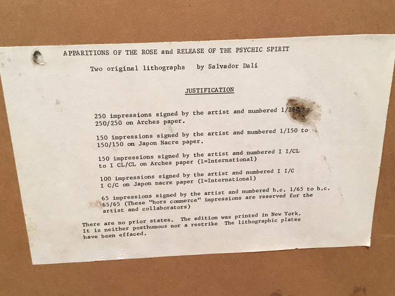 1978 Salvador Dali Release of the Psychic Spirit Lithograph   - TvMovieCards.com