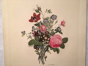 Jean Louis Prevost Hand Colored Print "Roses, Anemones, Pansies No. 4"   - TvMovieCards.com