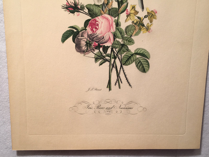 Jean Louis Prevost Hand Colored Print "Iris Roses and Narcissus No. 11"   - TvMovieCards.com