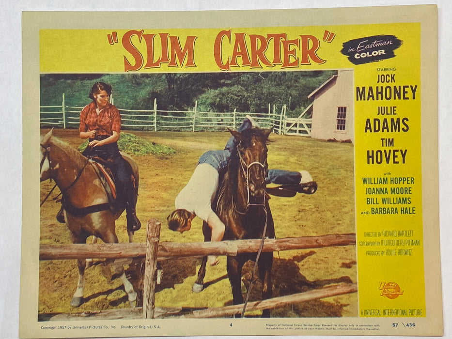 1957 Slim Carter #4 Lobby Card 11 x 14 Jock Mahoney Julie Adams Tim Hovey   - TvMovieCards.com