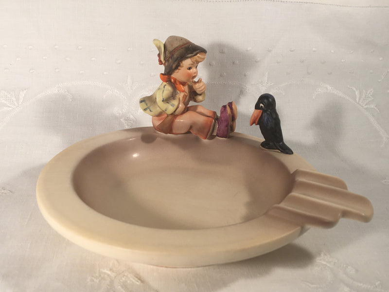 Goebel Hummel Figurine Hum 34 TMK-3 Singing Lesson Ashtray Boy with Black Bird   - TvMovieCards.com