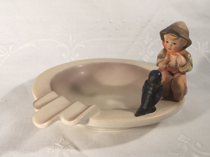 Goebel Hummel Figurine Hum 34 TMK-3 Singing Lesson Ashtray Boy with Black Bird   - TvMovieCards.com