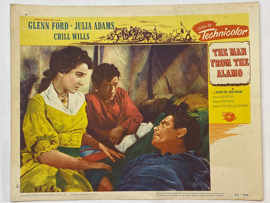 1953 The Man from the Alamo #7 Lobby Card 11 x 14 Glenn Ford Julie Adams   - TvMovieCards.com