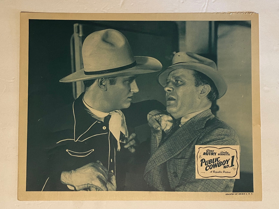 1937 Public Cowboy No. 1 Lobby Card 11x14 Gene Autry, Smiley Burnette   - TvMovieCards.com