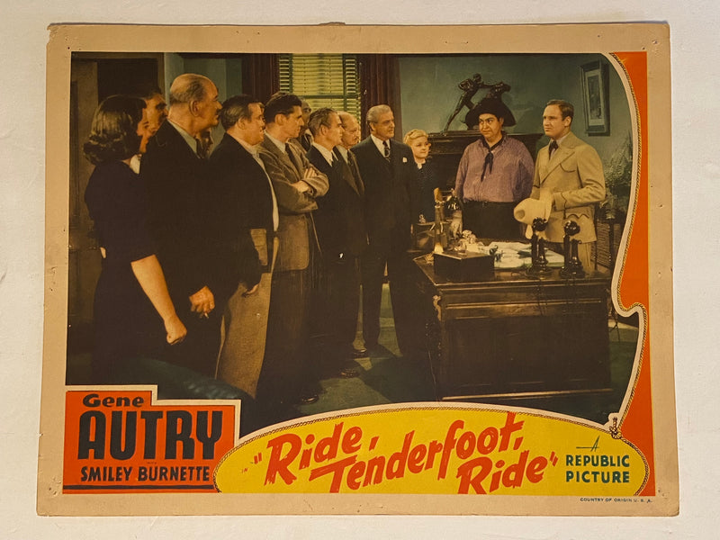 1940 Ride, Tenderfoot, Ride Lobby Card 11 x 14 Gene Autry, Smiley Burnette   - TvMovieCards.com