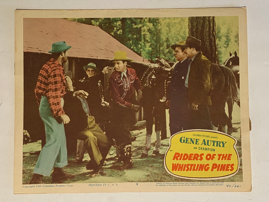 1949 Riders of the Whistling Pines 11 x 14 Lobby Card Gene Autry, Champion #8   - TvMovieCards.com