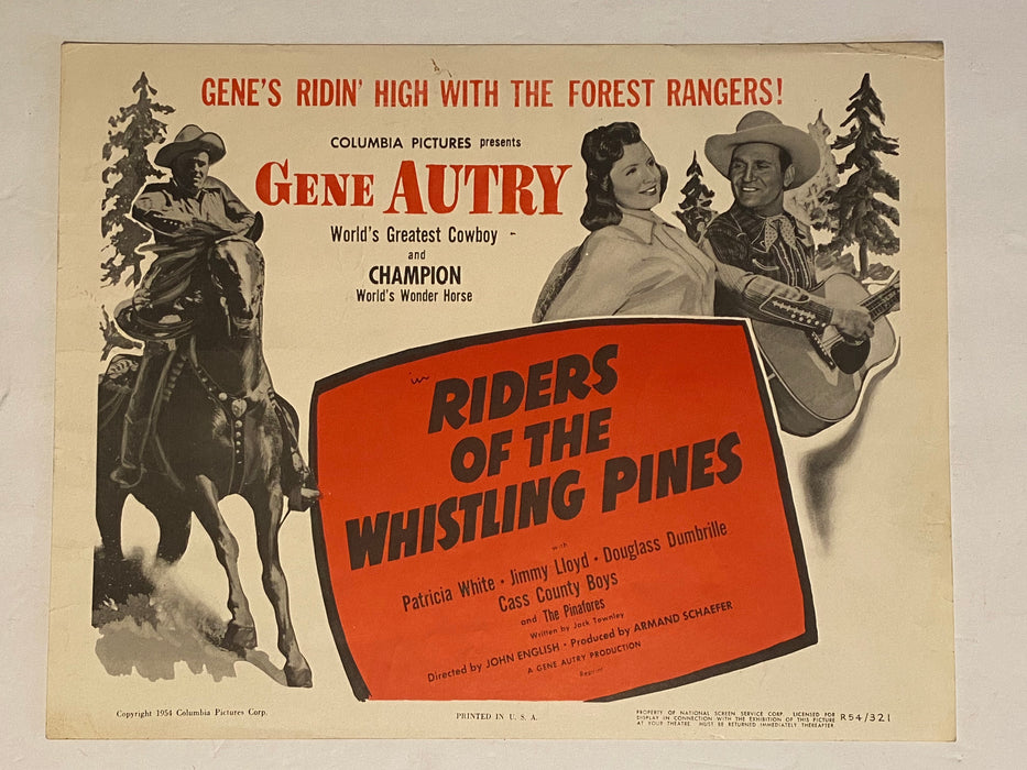 1954R Riders of the Whistling Pines 11 x 14 Lobby Card Gene Autry, Champion #1   - TvMovieCards.com
