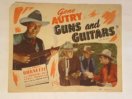 1945R Guns and Guitars 11 x 14 Lobby Card Gene Autry Smiley Burnette Dorothy Dix   - TvMovieCards.com