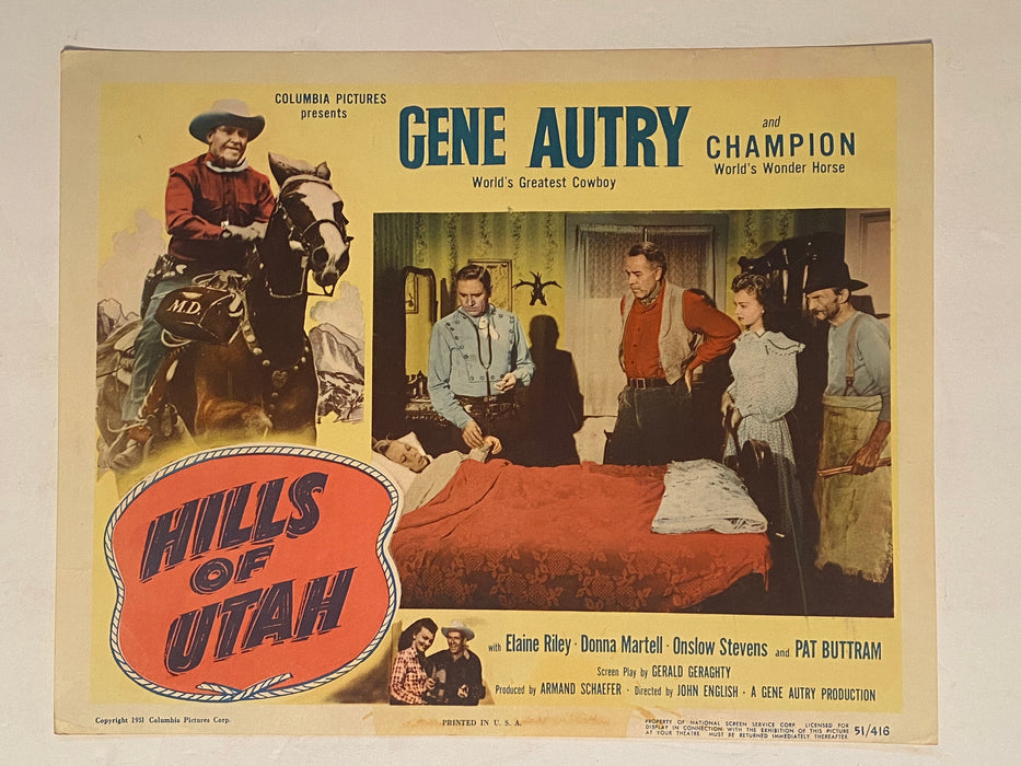 1951 Hills of Utah 11 x 14 Lobby Card Gene Autry, Champion, Elaine Riley   - TvMovieCards.com