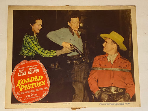 1949 Loaded Pistols Lobby Card 11 x 14 Gene Autry Barbara Britton Chill Wills   - TvMovieCards.com