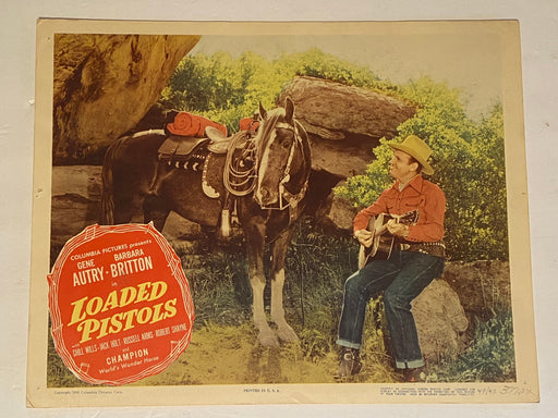 1949 Loaded Pistols Lobby Card 11 x 14 Gene Autry Barbara Britton Chill Wills   - TvMovieCards.com