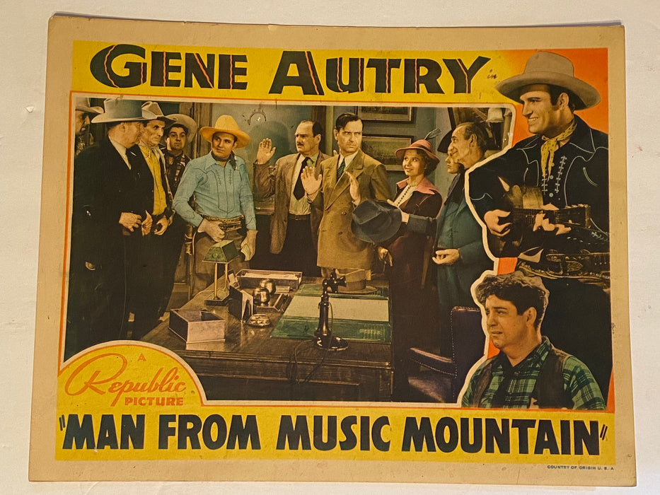 1938 Man From Music Mountain Lobby Card 11 x 14 Gene Autry, Smiley Burnette   - TvMovieCards.com