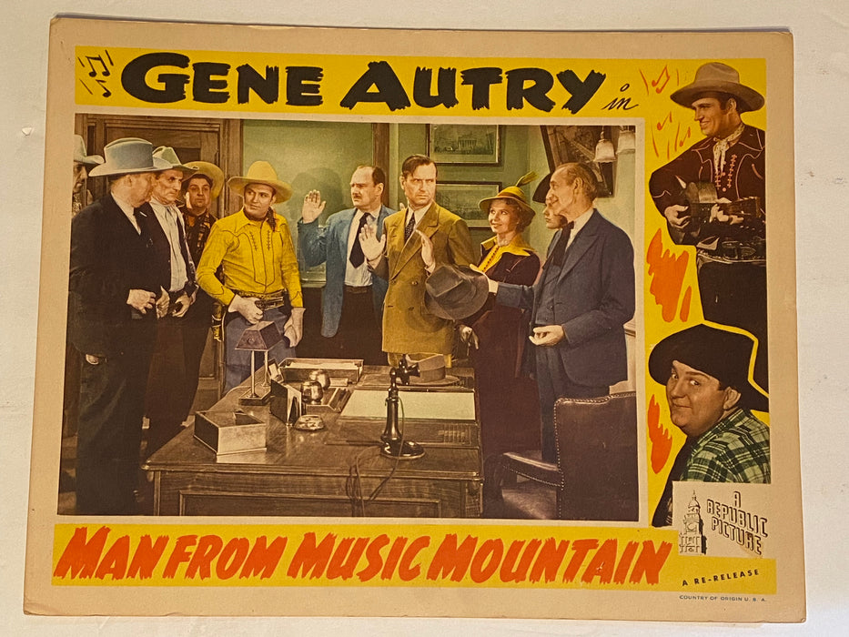 R1940s Man From Music Mountain Lobby Card 11 x 14 Gene Autry, Smiley Burnette   - TvMovieCards.com