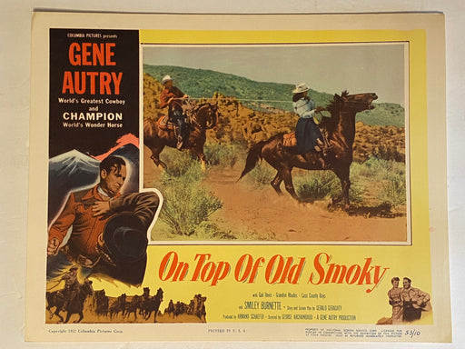 1953 On Top of Old Smoky Lobby Card 11 x 14 Gene Autry, Champion, Gail Davis   - TvMovieCards.com