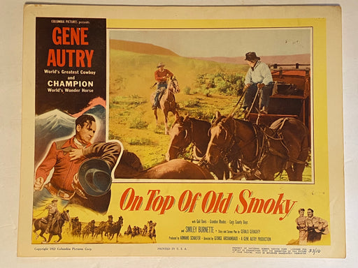 1953 On Top of Old Smoky Lobby Card 11 x 14 Gene Autry, Champion, Gail Davis   - TvMovieCards.com