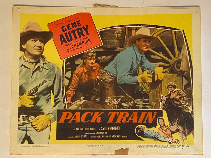 1953 Pack Train Lobby Card 11 x 14 Gene Autry, Champion, Gail Davis   - TvMovieCards.com