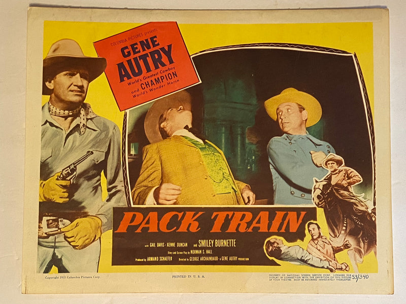 1953 Pack Train Lobby Card 11 x 14 Gene Autry, Champion, Gail Davis   - TvMovieCards.com