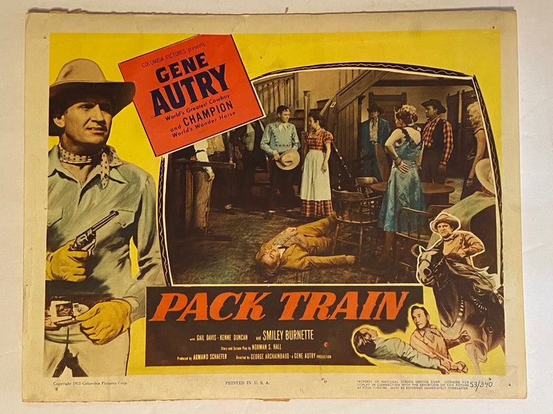 1953 Pack Train Lobby Card 11 x 14 Gene Autry, Champion, Gail Davis   - TvMovieCards.com