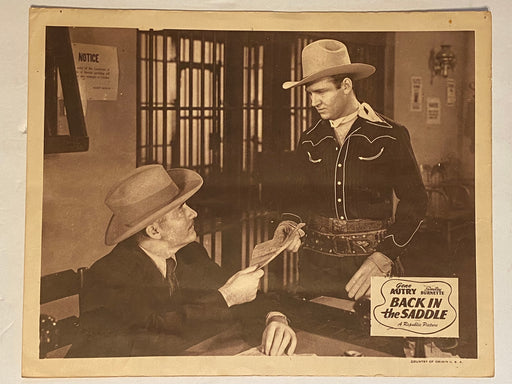 R1940s Back in the Saddle Lobby Card 11x14  Gene Autry Smiley Burnette Mary Lee   - TvMovieCards.com