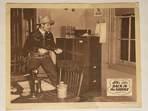 R1940s Back in the Saddle Lobby Card 11x14  Gene Autry Smiley Burnette Mary Lee   - TvMovieCards.com