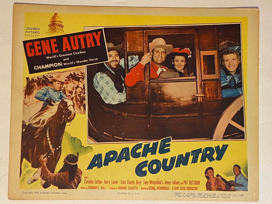 1952 Apache Country Lobby Card 11x14 Gene Autry, Champion, Carolina Cotton   - TvMovieCards.com