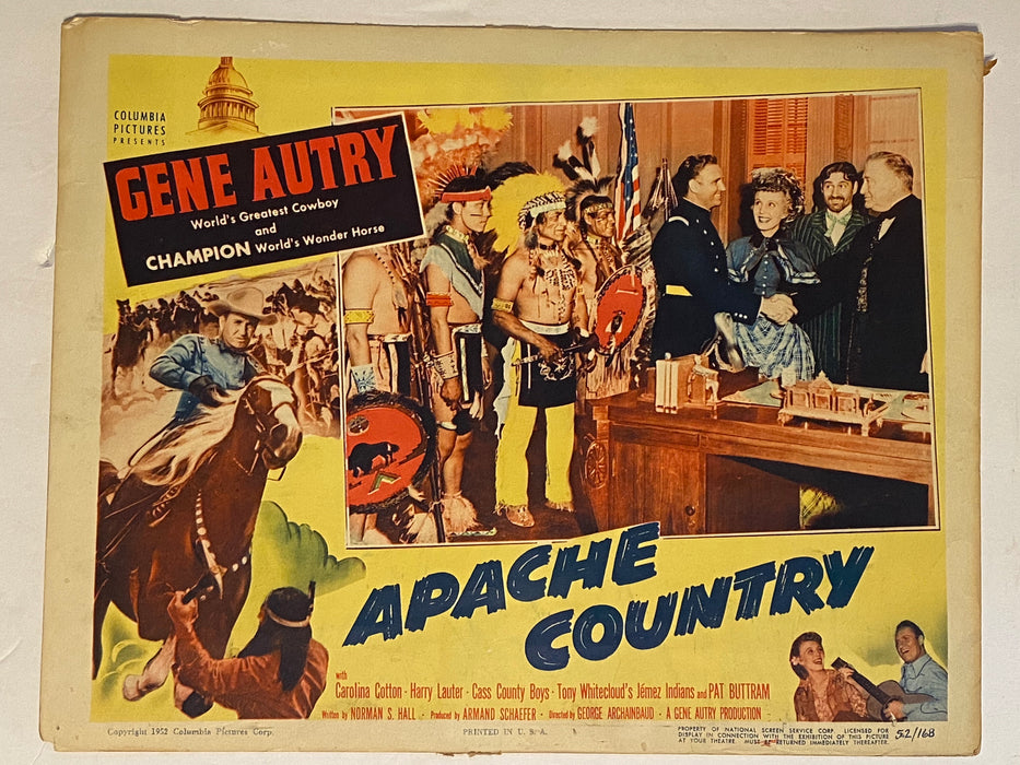 1952 Apache Country Lobby Card 11x14 Gene Autry, Champion, Carolina Cotton   - TvMovieCards.com