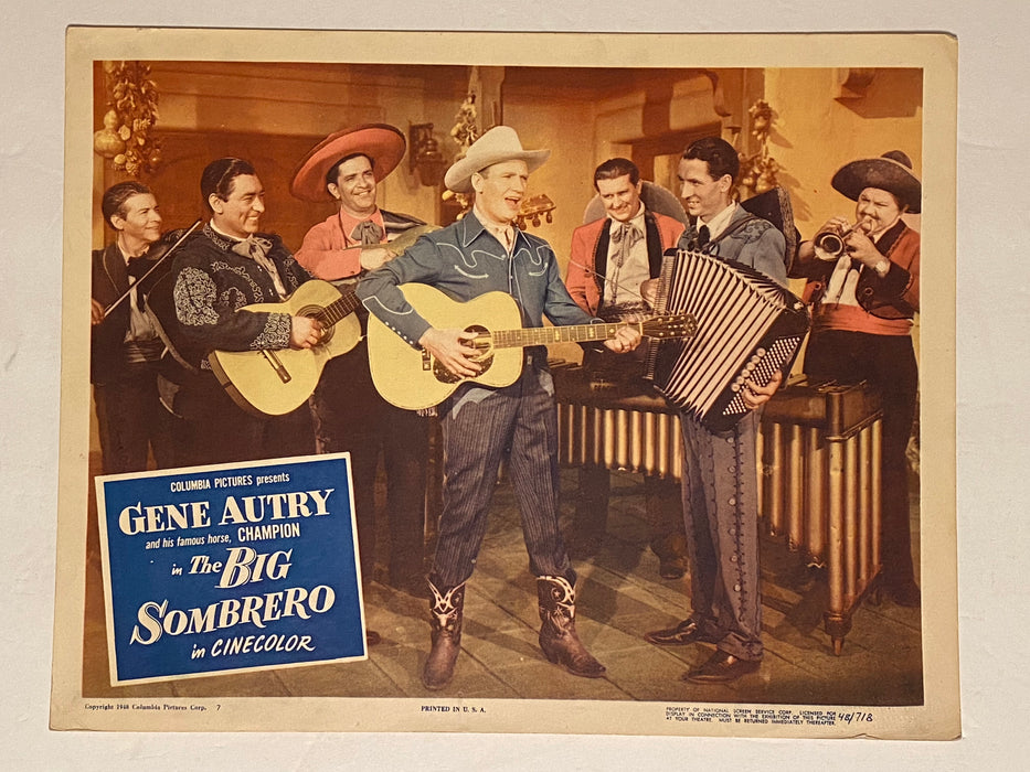 1949 The Big Sombrero Lobby Card 11x14 Gene Autry, Champion, Elena Verdugo   - TvMovieCards.com